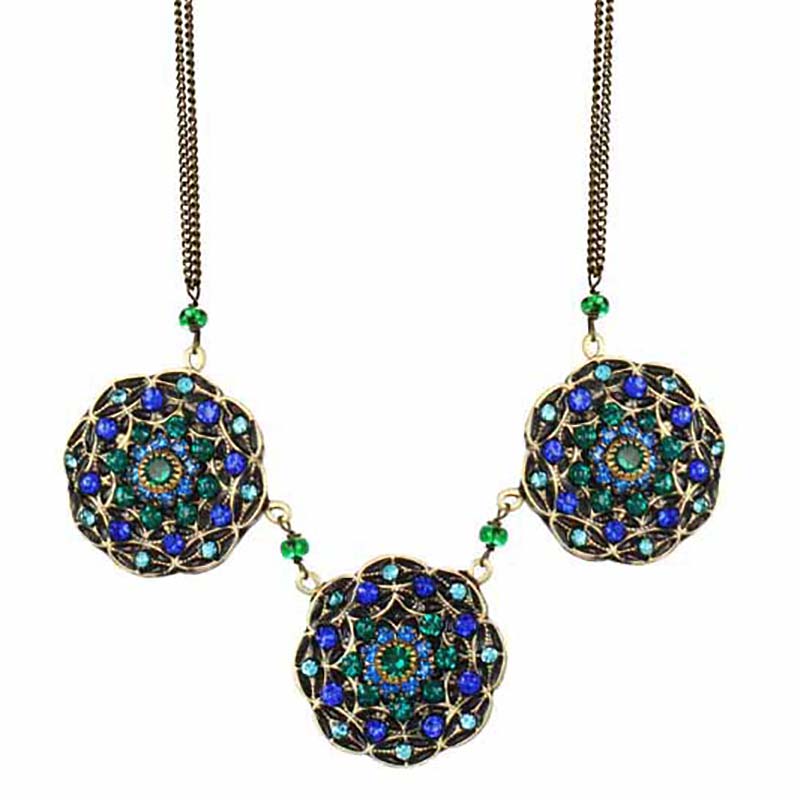 Peacock Triple Flower Necklace