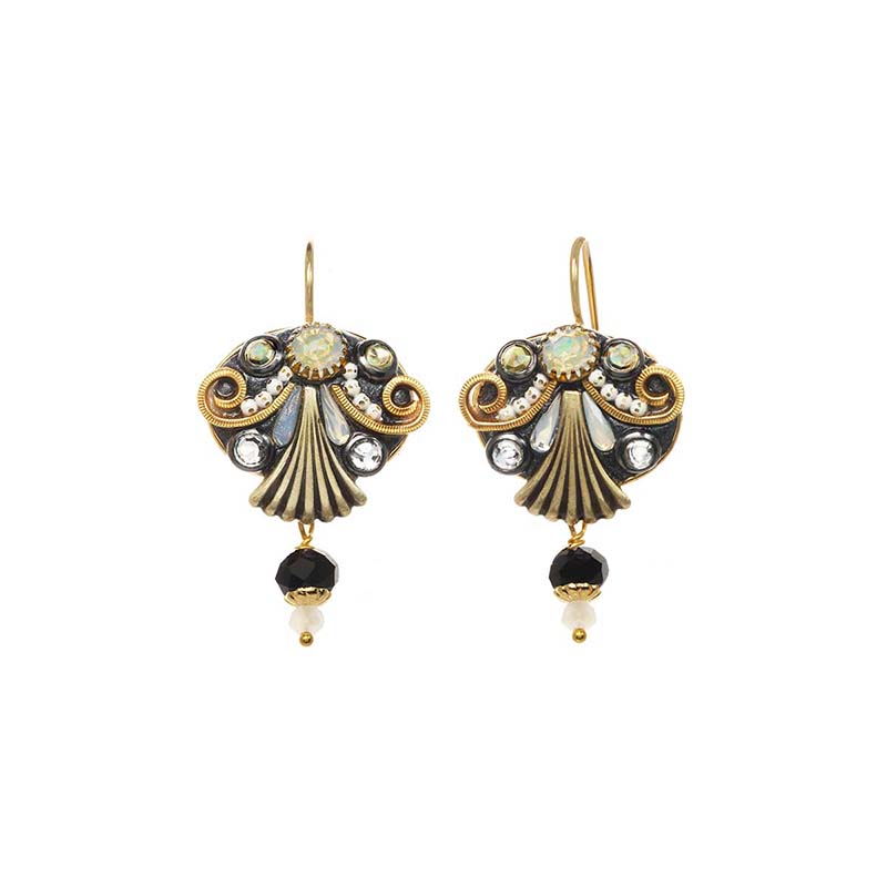 Ornate Black Oval Earrings