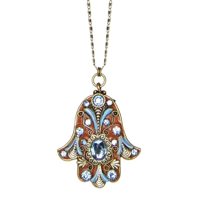 Copper and Blue Hamsa Necklace