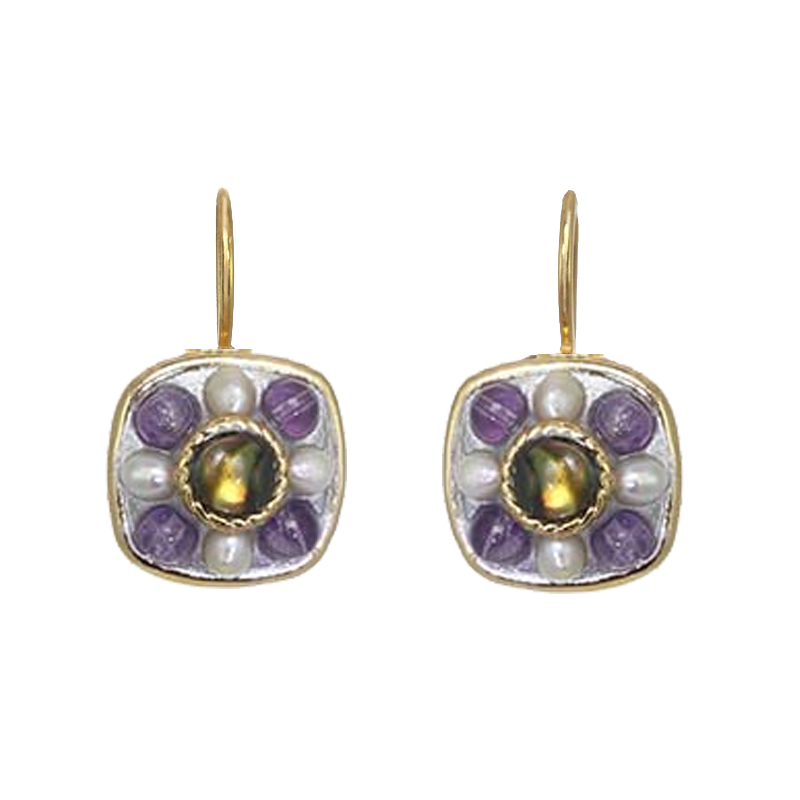 Amethyst Small Square Earrings