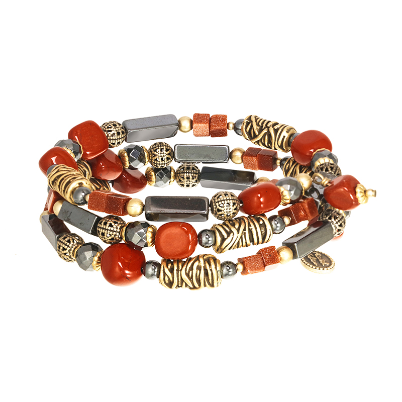 Canyon Memory Wire Beaded Bracelet