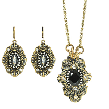 Deco Oval Necklace & Earrings Set