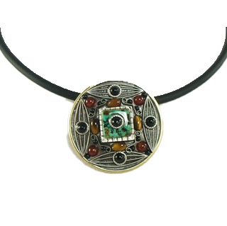 Rustic Gemstone Medallion Choker Necklace